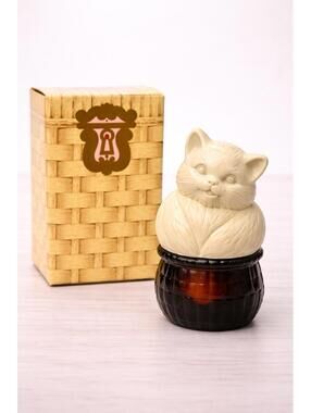 Avon 1970s Kitten’s Hideaway Bird Of Paradise Cream Sachet Jar With Box, 1.75x4”